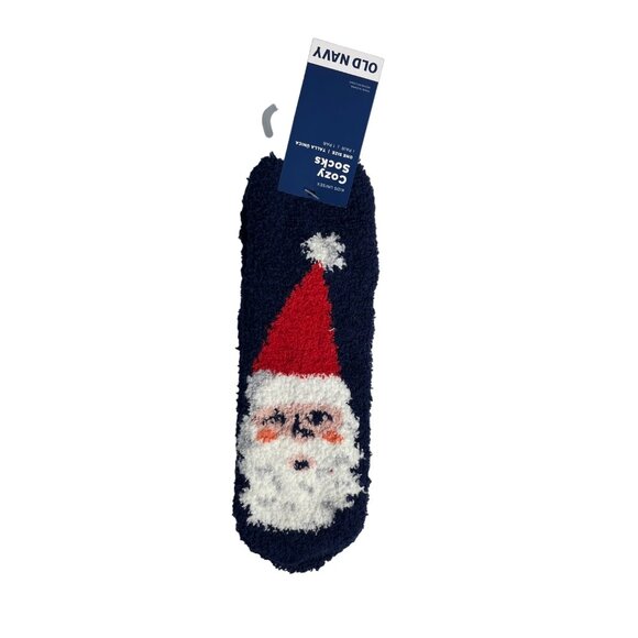 Old Navy Kids Crazy Socks Santa Blue Fleece Warm Size OS New - Picture 1 of 5